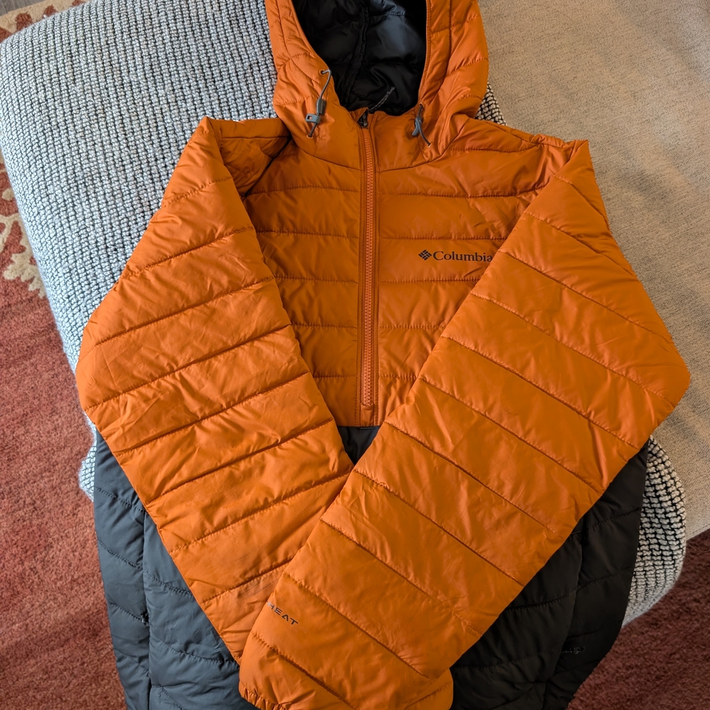 Columbia Men's Burnt Orange and Black Puffer Jacket